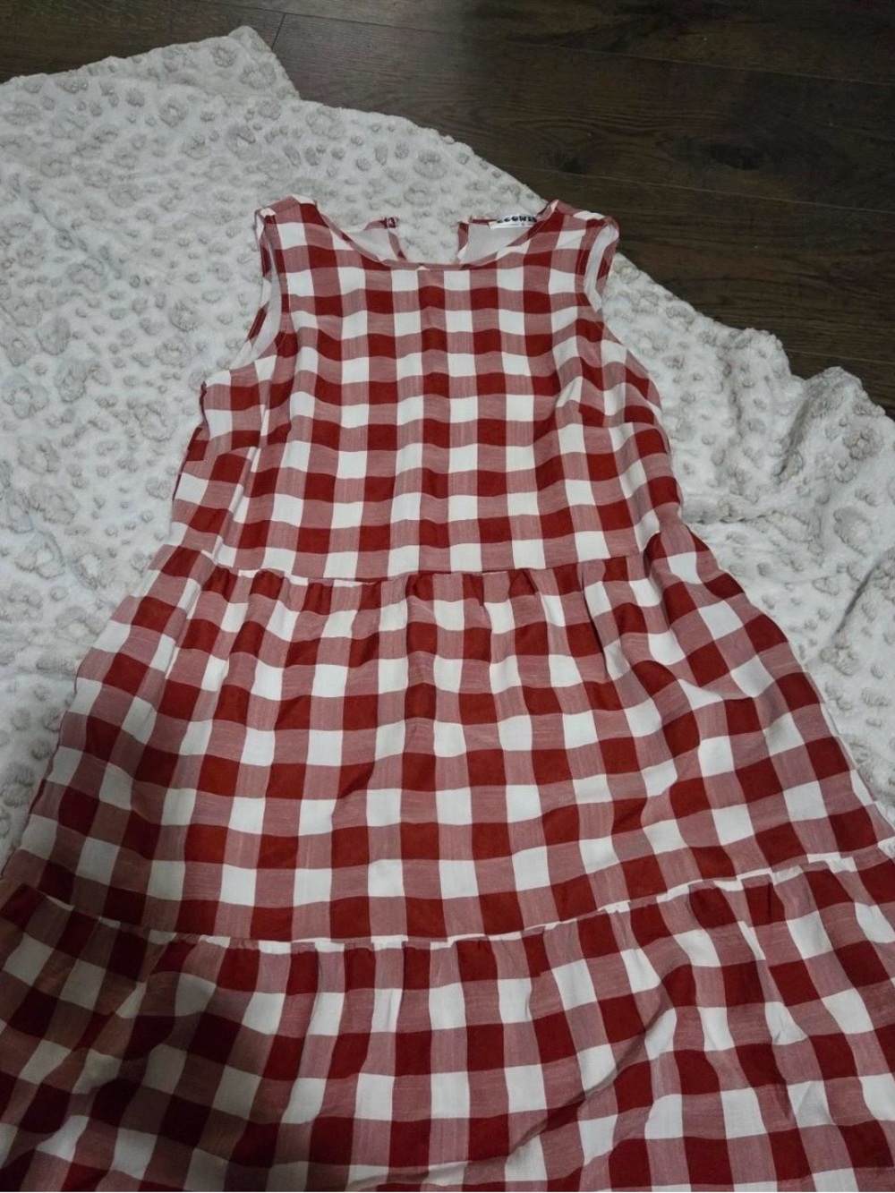 Red and White Gingham Sleeveless Dress